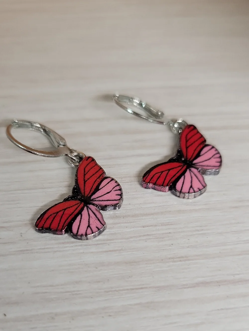 Pink & Red Butterfly Drop Earrings - Women Jewelry